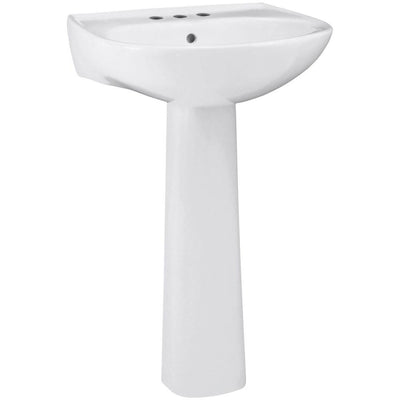 STERLING Sacramento Vitreous China Pedestal Combo Bathroom Sink in White with Overflow Drain - Super Arbor