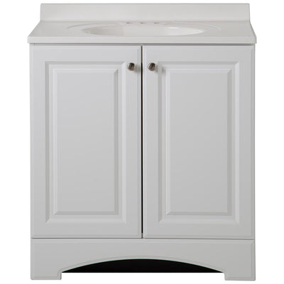 18 in. W Vanity in Golden Pecan with Cultured Marble Vanity Top in White with White Sink - Super Arbor