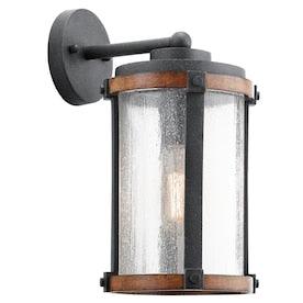 Kichler Barrington 13-in H Distressed Black and Wood Tone Medium Base (E-26) Outdoor Wall Light - Hardwarestore Delivery