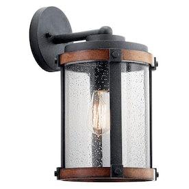 Kichler Barrington 16-in H Distressed Black and Wood Medium Base (E-26) Outdoor Wall Light - Hardwarestore Delivery