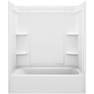 Ensemble Medley 60 in. x 31.25 in. x 74.25 in. 4-piece Tongue and Groove Tub Wall in White - Super Arbor