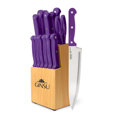 Kiso 14-Piece Dishwasher Safe Natural Block Knife Set - Super Arbor