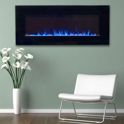 42 in. LED Fire and Ice Electric Fireplace with Remote in Black - Super Arbor