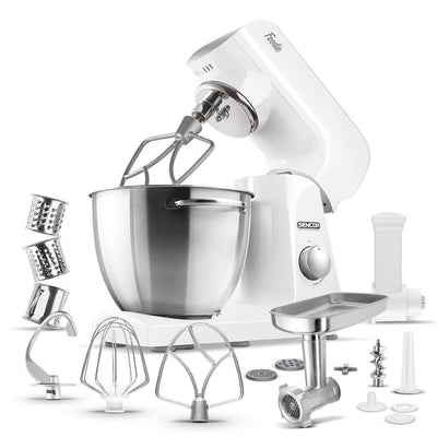 4.75 Qt. 8-Speed Snowdrop White Stand Mixer with 6 Accessories - Super Arbor