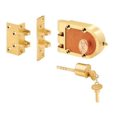 Deadbolt, Solid Bronze Alloy, Brushed Brass, Angle and Flat Strike, Single Cylinder - Super Arbor