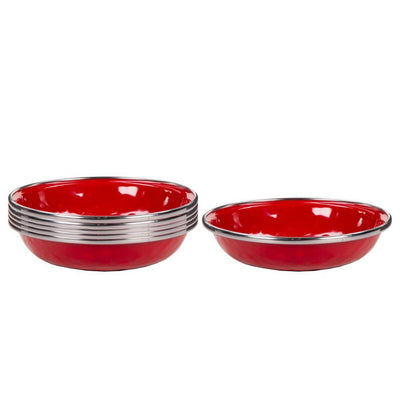 4 oz. Solid Red Enamelware Round Tasting Bowls (Set of 6) - Super Arbor