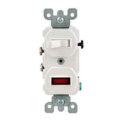 1/25W-125V Combination Switch with Neon Pilot Light, White - Super Arbor