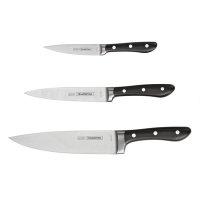3-Piece High-Carbon Steel Knife Set with 4 in. Paring Knife, 6 in. Utility Knife and 8 in. Chef's Knife - Super Arbor