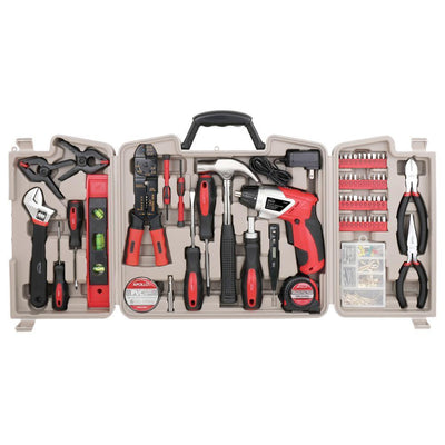 Home Tool Kit with 3.6-Volt Li-Ion Cordless Screwdriver,(161-Pieces) - Super Arbor