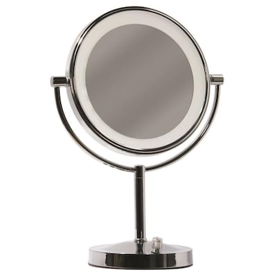 Giagni Vernon 8-in x 12-in Polished Chrome Double-Sided Magnifying Countertop Vanity Mirror with Light