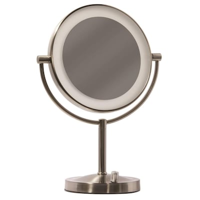Giagni Vernon 8-in x 12-in Brushed Nickel Double-Sided Magnifying Countertop Vanity Mirror with Light