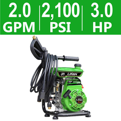 LIFAN 2,100 psi 2.0 GPM AR Axial Cam Pump Recoil Start Gas Pressure Washer with CARB Compliant - Super Arbor