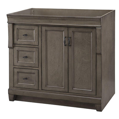 Naples 36 in. W Bath Vanity Cabinet Only in Distressed Grey with Left Hand Drawers - Super Arbor