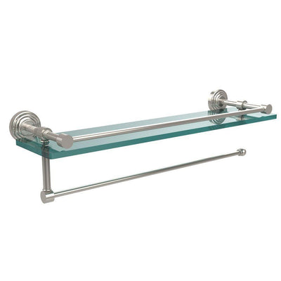 Waverly Place 22 in. L x 5 in. H x 5 in. W Paper Towel Holder with Gallery Clear Glass Shelf in Polished Nickel - Super Arbor