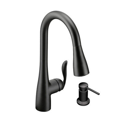 Arbor Single-Handle Pull-Down Sprayer Kitchen Faucet with Reflex and Soap/Lotion Dispenser in Matte Black - Super Arbor