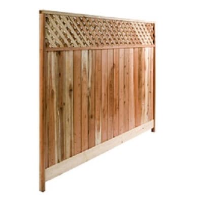 Top Choice 6-ft H x 8-ft W Natural Redwood Lattice-Top Wood Fence Panel