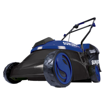 Sun Joe 14 in. 28-Volt Cordless Walk-Behind Push Mower Kit with 5.0 Ah Battery and Charger, Blue