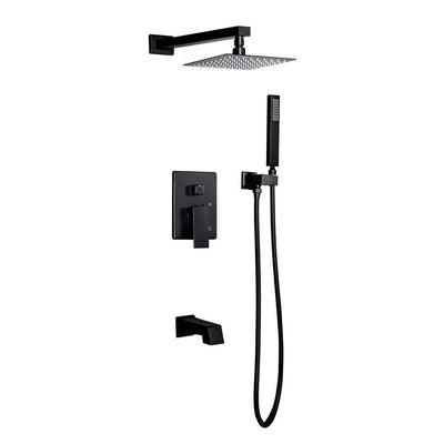 Talise 2-Handle 1-Spray Tub and Shower Faucet with 3-Setting with 304T Stainless Steel in Black(Valve Included) - Super Arbor