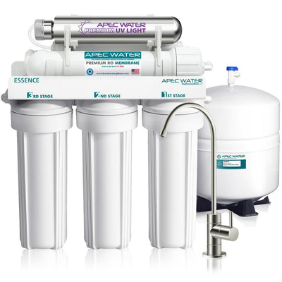 Essence Series UV Sterilizer 75 GPD 6-Stage Under-Sink Reverse Osmosis Drinking Water Filter System (Stainless Steel) - Super Arbor