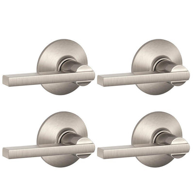 Latitude Satin Nickel Passage Hall/Closet Door Lever (4-Pack) - Super Arbor