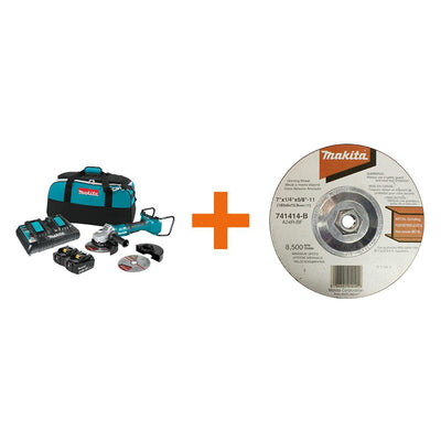 18V X2 LXT (36V) Brushless 7 in. Paddle Switch Cut-Off/Angle Grinder Kit 5.0Ah with bonus Hubbed Grinding Wheel, 10/pk - Super Arbor