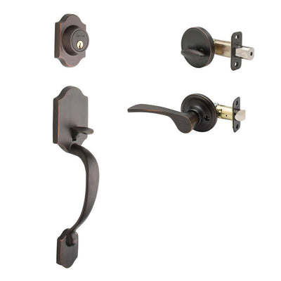 Soft Contemporary Tuscan Bronze Door Handleset with Right Hand Scandinavian Lever Trim - Super Arbor