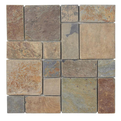 Jeffrey Court Rust Block Medley 11.75 in. x 11.75 in. x 11.5mm Slate Mosaic Floor and Wall Tile - Super Arbor