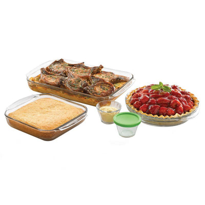 Baker's Basics 7-Piece Glass Bakeware Set with 4 Lids - Super Arbor