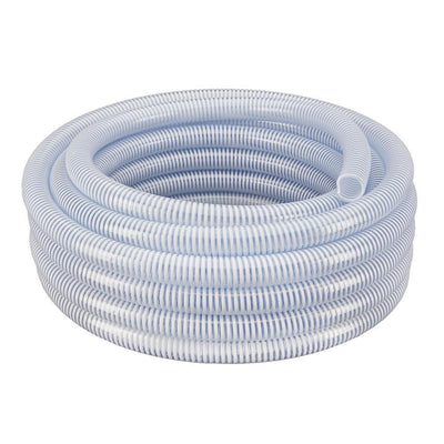 1-1/2 in. Dia x 50 ft. Clear Flexible PVC Suction and Discharge Hose with White Reinforced Helix - Super Arbor