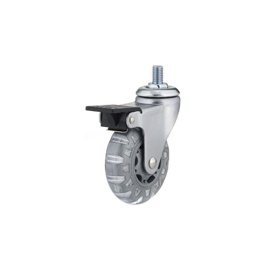 2-15/16 in. Light Grey Swivel with Brake Threaded Stem Caster, 99.2 lb. Load Rating - Super Arbor