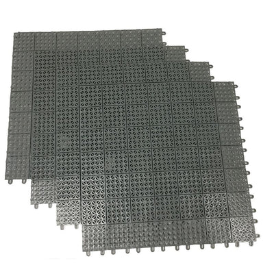 Gray Regenerated 22 in. x 22 in. Polypropylene Interlocking Floor Mat System (Set of 4 Tiles) - Super Arbor