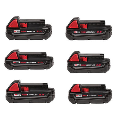 M18 18-Volt Lithium-Ion Compact Battery Pack 2.0Ah (6-Pack) - Super Arbor