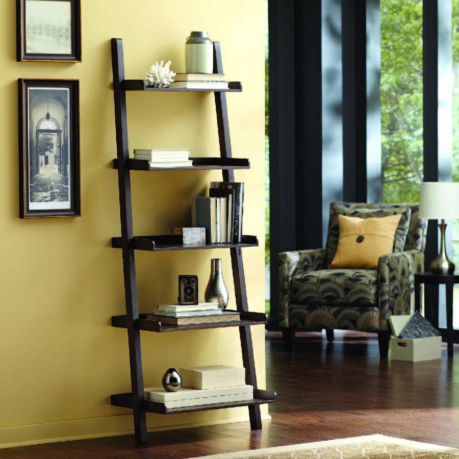 Allen + good Roth White Wood 5-shelf Ladder Shelf Bookshelf