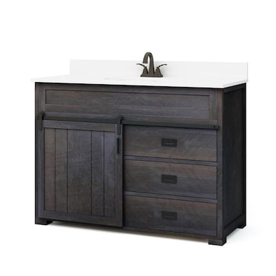 Style Selections Morriston 48-in Distressed Java Single Sink Bathroom Vanity with White Engineered Stone Top