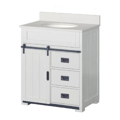 Style Selections Morriston 30-in White Single Sink Bathroom Vanity with White Engineered Stone Top