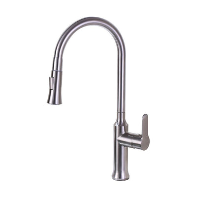 8.27 in. Single-Handle Pull-Down Sprayer Kitchen Faucet in Brushed Nickel - Super Arbor