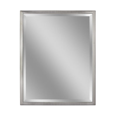 24 in. W x 30 in. H Classic 1 in. W Metal Frame Wall Mirror in Brush Nickel - Super Arbor