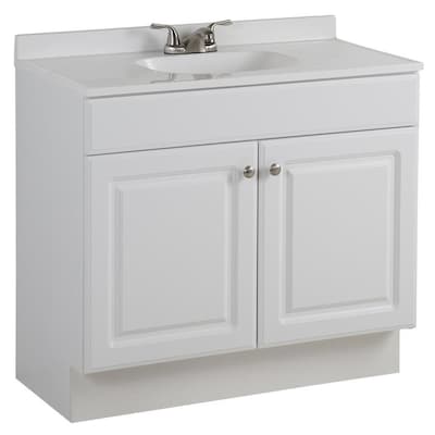 Project Source 30.5-in White Single Sink Bathroom Vanity with White Cultured Marble Top - Super Arbor
