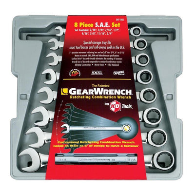 12-Point SAE Ratcheting Combination Wrench Set (8-Piece) - Super Arbor