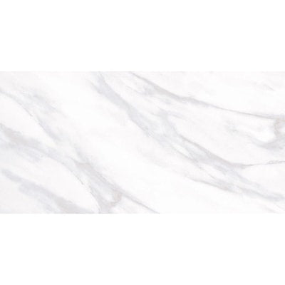 Bianco Carrara 12-in x 24-in Glazed Ceramic Marble Look Floor Tile