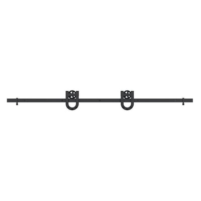 78-3/4 in. x 1-9/16 in. Black Steel Horseshoe Rail Sandy Sliding Door Hardware Kit - Super Arbor