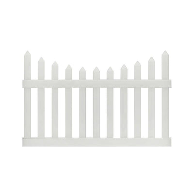 Pro-Series 4 ft. H x 6 ft. W White Vinyl Westchester Scalloped Spaced Picket Fence Panel - Super Arbor