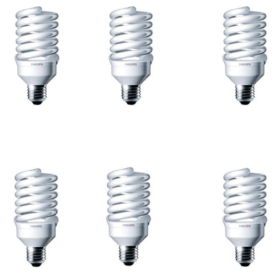 Philips 100-Watt Equivalent T2 Spiral CFL Light Bulb Soft White (2700K) (6-Pack) - Super Arbor