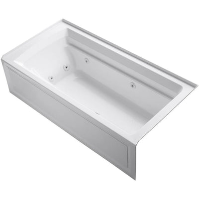 Archer 6 ft. Acrylic Right Drain Rectangular Alcove Whirlpool Bathtub in White - Super Arbor