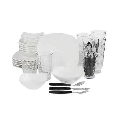 All You Need 48-Piece Modern White Porcelain Dinnerware Set (Service for 6) - Super Arbor