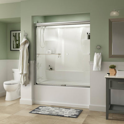 Portman 60 in. x 58-1/8 in. Semi-Frameless Traditional Sliding Bathtub Door in Nickel with Clear Glass - Super Arbor