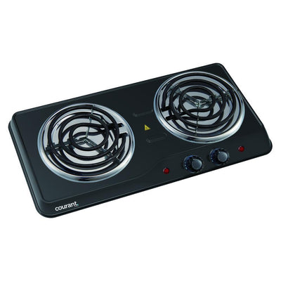 Electric Double Burner Hot Plate in Black - Super Arbor