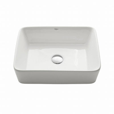 KRAUS Rectangular Ceramic Vessel Bathroom Sink in White - Super Arbor