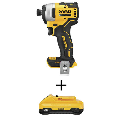 ATOMIC 20-Volt MAX Brushless Cordless Compact Impact Driver (Tool-Only) with Bonus 20-Volt MAX Li-Ion 4.0 Ah Battery - Super Arbor