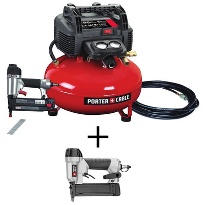 6 Gal. Portable Electric Air Compressor and 18-Gauge Brad Nailer Combo Kit with Bonus 23-Gauge 1-3/8 in. Pin Nailer - Super Arbor